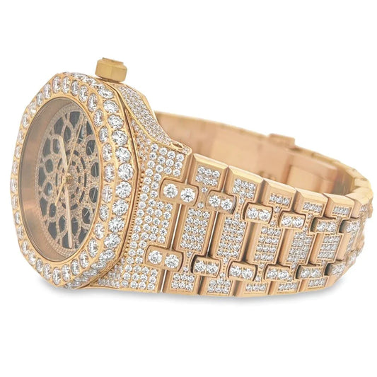 Fully moissanite Diamond Studded Men's Wrist Watch With Customized Pattern
