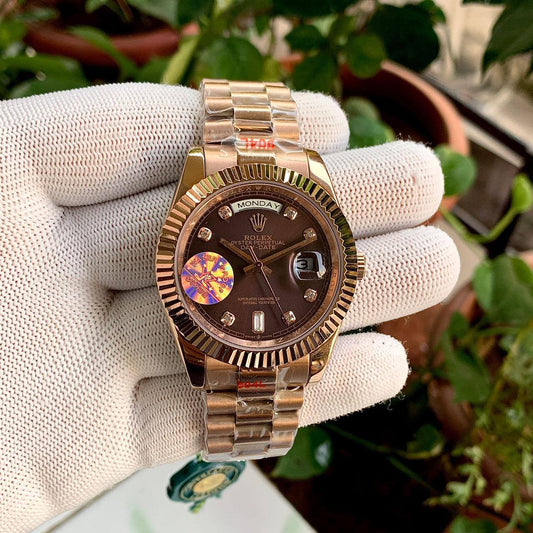 Super Clone Day-Date Rose Gold - Chocolate Dial
