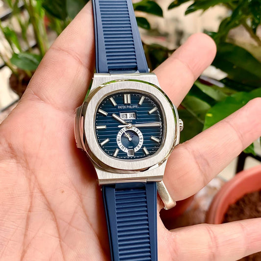 Super Clone Patek Phillippe Nautilus Blue Dial With Rubber Belt