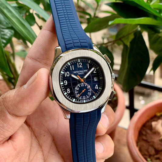 Super Clone Patek Phillippe Nautilus Blue Dial With Rubber Belt