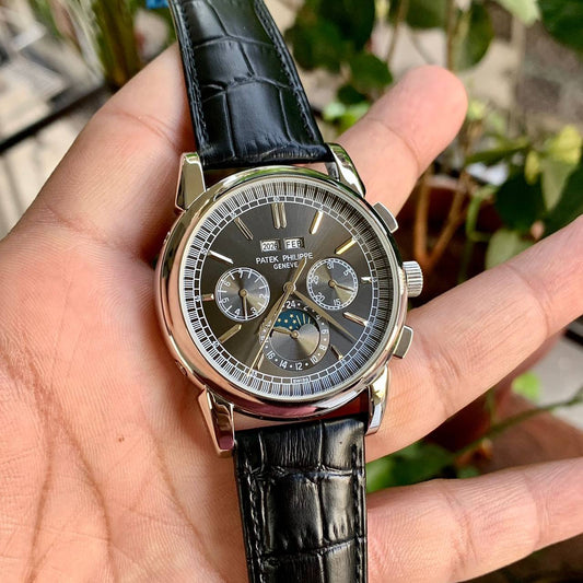 Super Clone Patek Phillippe Nautilus Black Dial With Leather Belt
