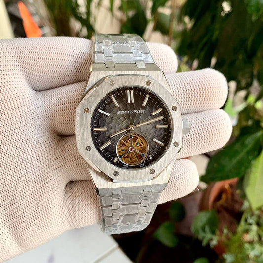 Super Clone AP Royal Oak Skeleton - Silver With Black Dail