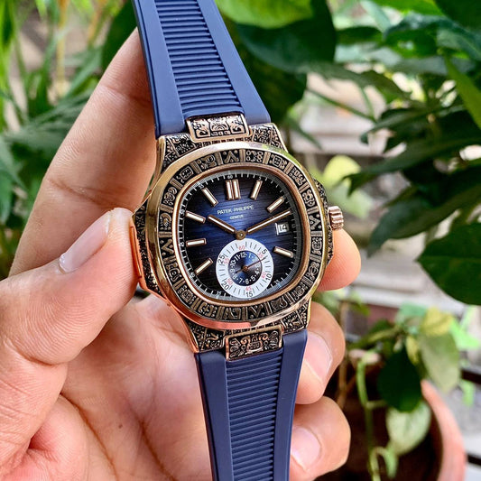 Super Clone Patek Phillippe Nautilus Blue Dial With Rubber Belt