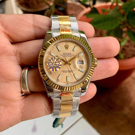 Super Clone Rolex Date just Two Tone with Golden Dial